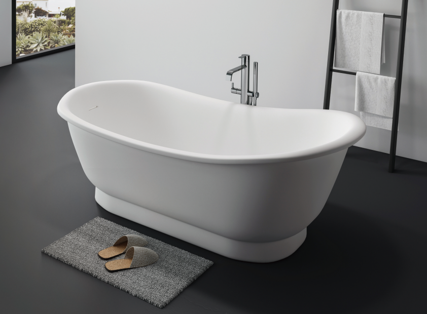 Factory Sell 1700cm White Solid Surface Bathtub