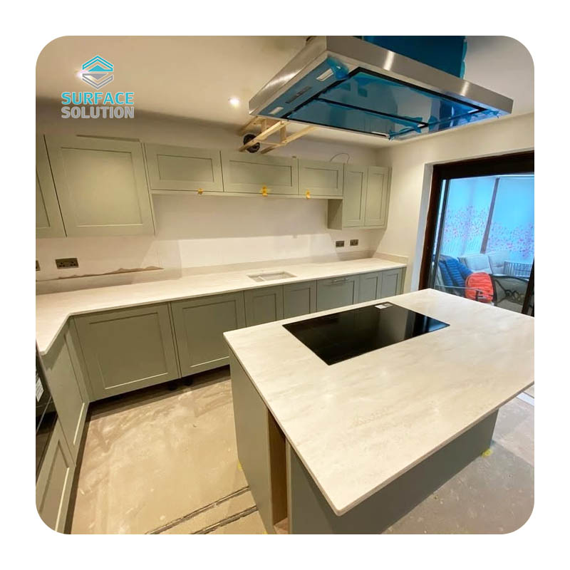 Decorate Professional White High Kitchen Table Solid Surface Acrylics Sheets Counter Tops