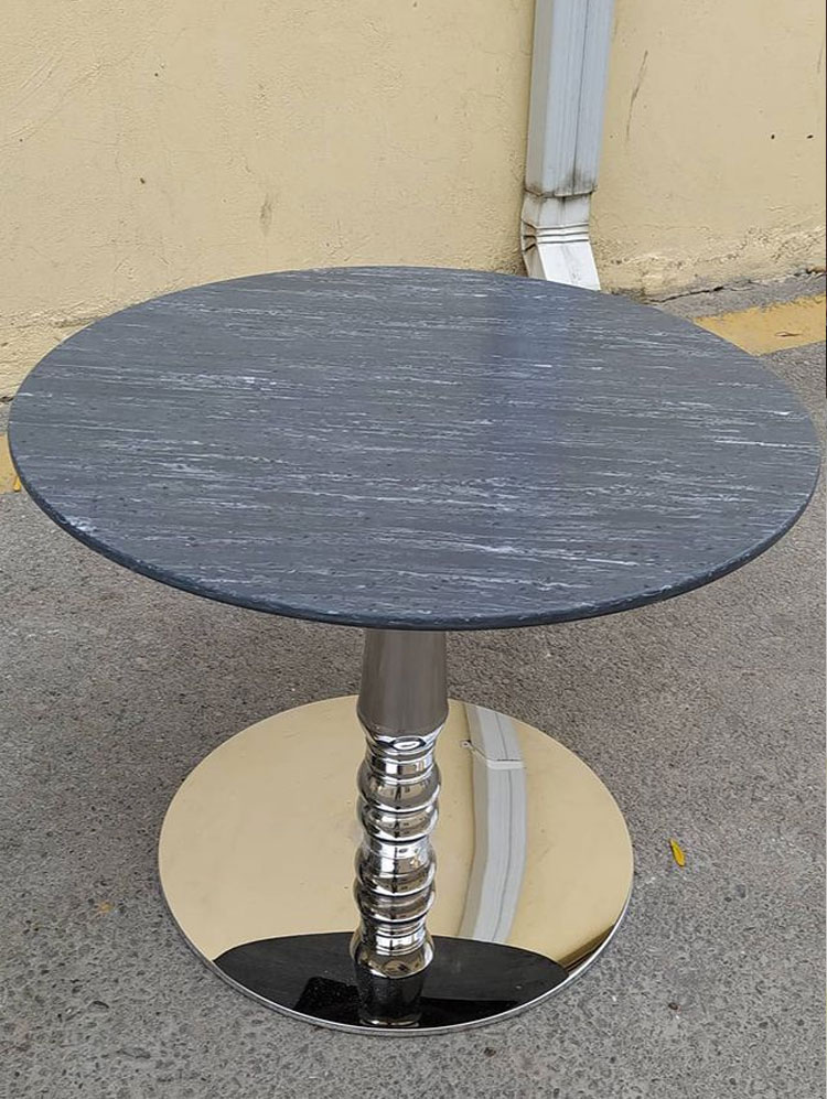 White And Black And Grey Round Kitchen Table Acrylic Solid Surface Materials